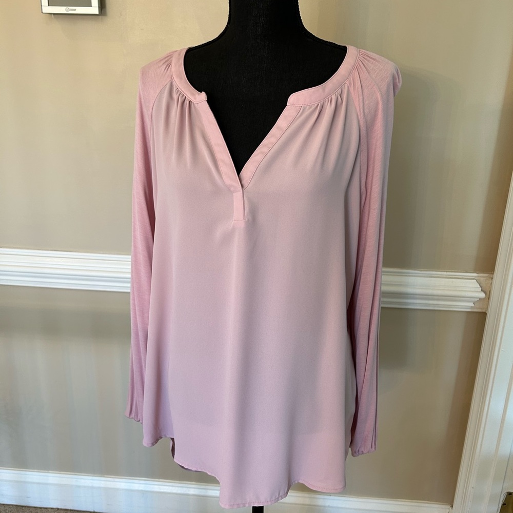 NWOT Casual, sexy mixed material shirt. Light weight. Comfy all seasons.